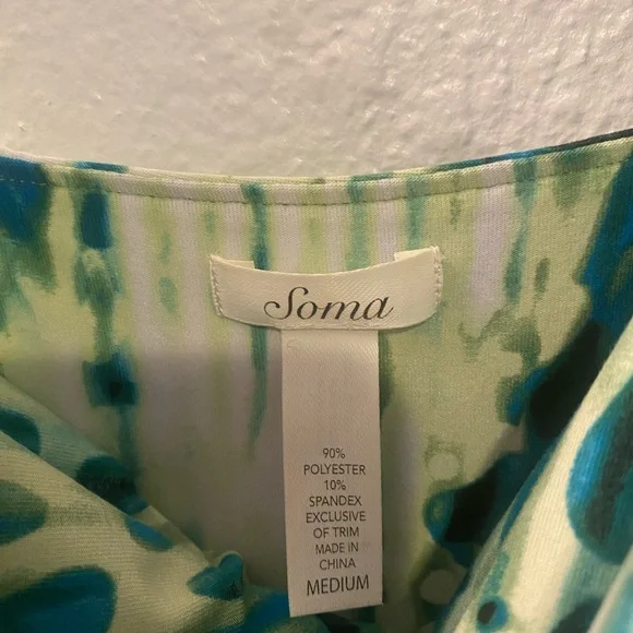 Soma Green and White Maxi  Dress with Pleats Size Medium - Picture 4 of 7